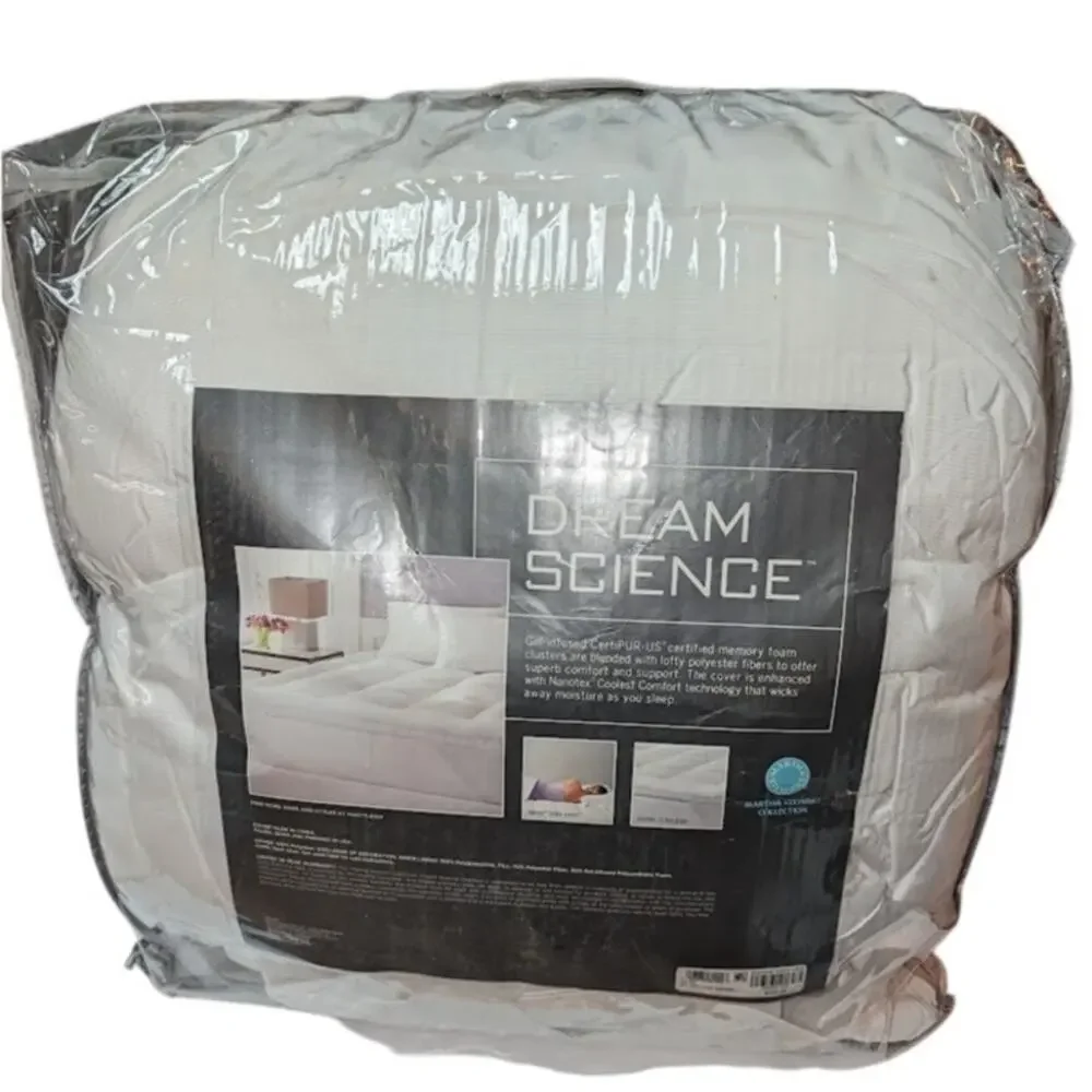 Dream Science Martha Stewart Gel Infused Memory Foam Full Bed White Mattress Pad